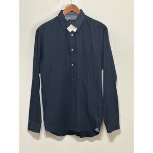 Ted Baker NWOT Marsay Shirt Slim Fit Contrast Cuff L Navy Designer Preppy Office